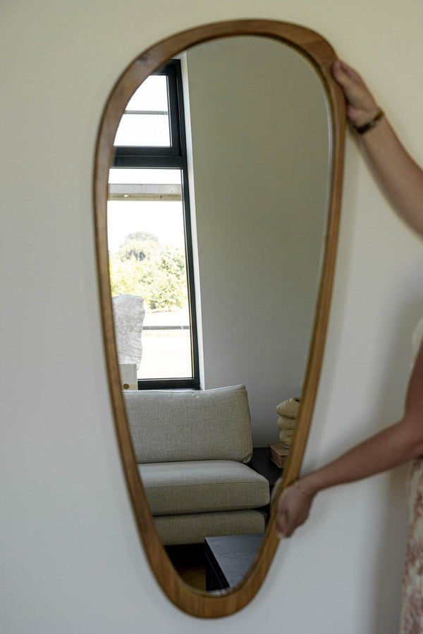 Indore Home - Spiegel - organische vorm - asymmetrisch - wandspiegel - 120cm - Hout