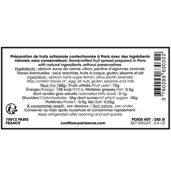 Confiture Parisienne - Abricot Lavande - 250G
