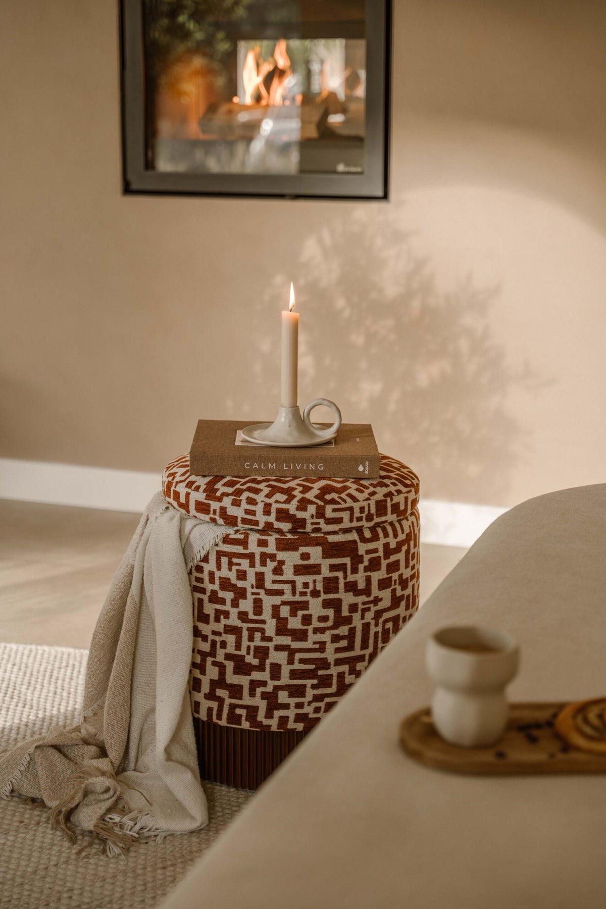 Indore Home - Saar - Pouf - Ottoman - Brown - Beige