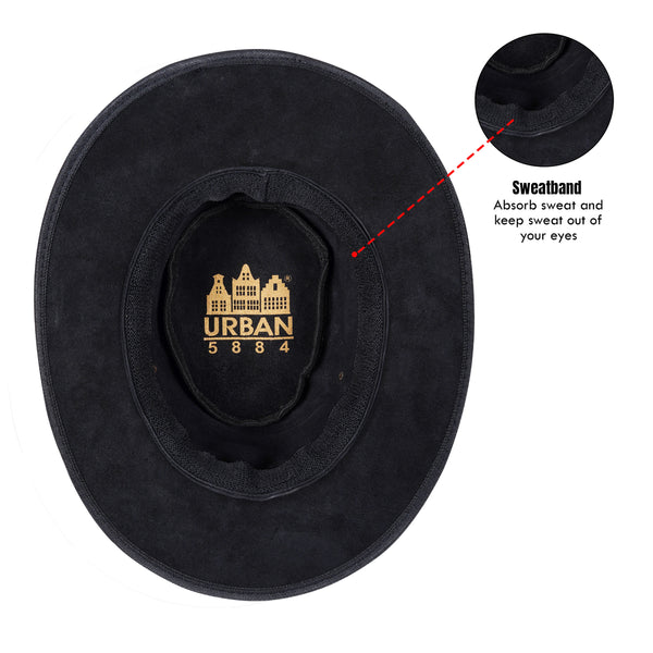 Black leather hat unisex