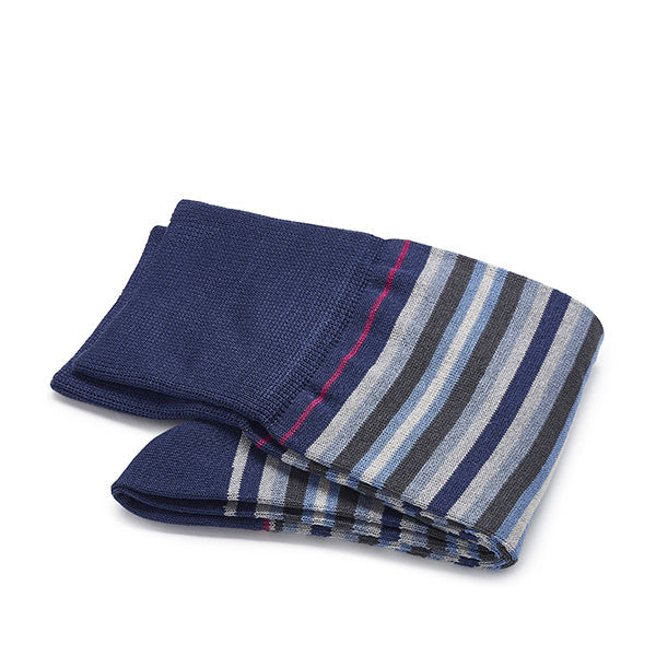 Cotton Men's Socks – Strisce d'Arte | Grey/blue