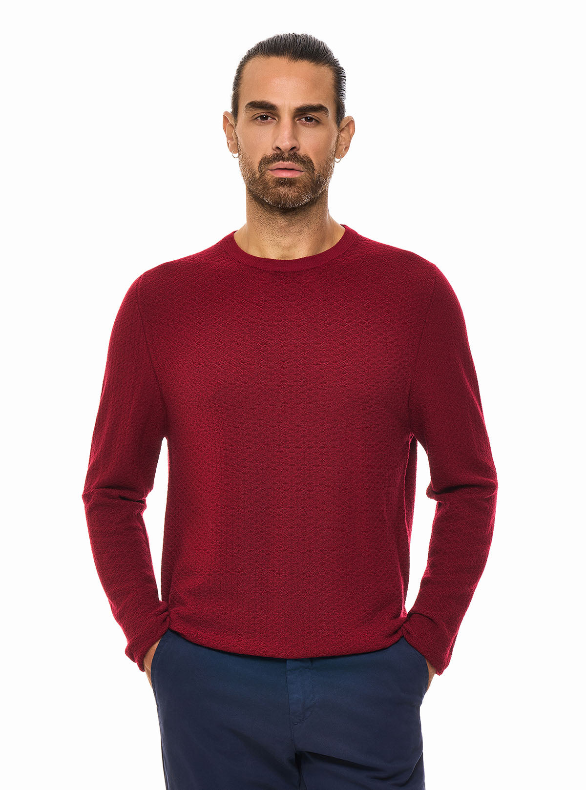 ROND DEKHALS MET DIAMANTPATROON IN PUUR WOOL