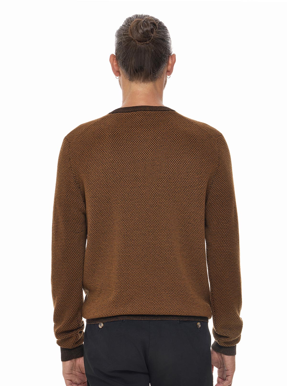 RONDE HALS POPCORN WERK IN PUUR WOOL