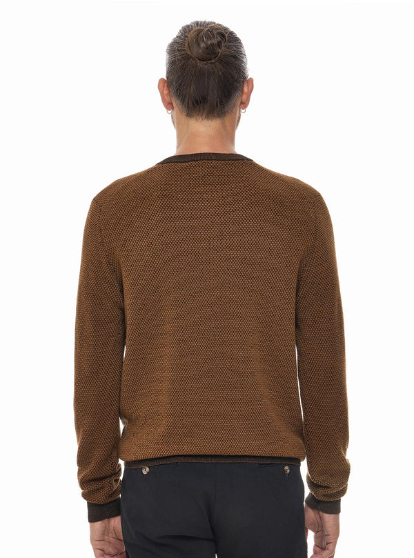 RONDE HALS POPCORN WERK IN PUUR WOOL