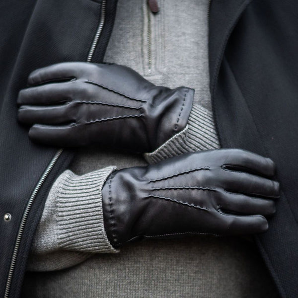 Men's Gloves with Hand Stitching and Cashmere