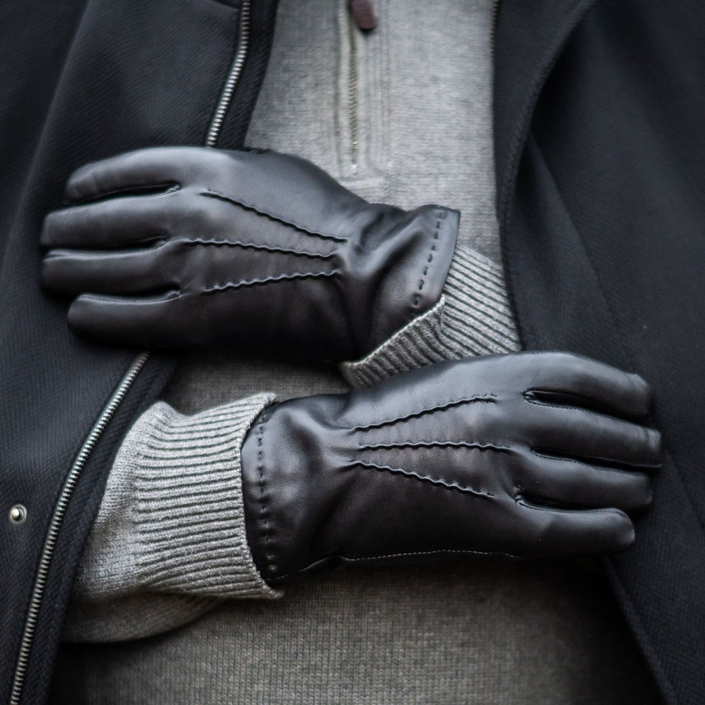 Men's Gloves with Hand Stitching and Cashmere