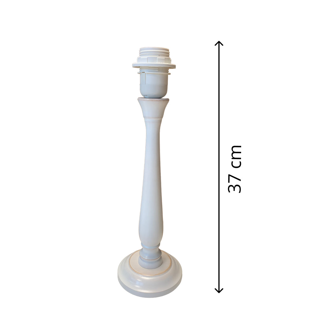 Base de lámpara de madera Berta en blanco/crema – Diseño clásico con elegancia moderna (37 cm, E27)