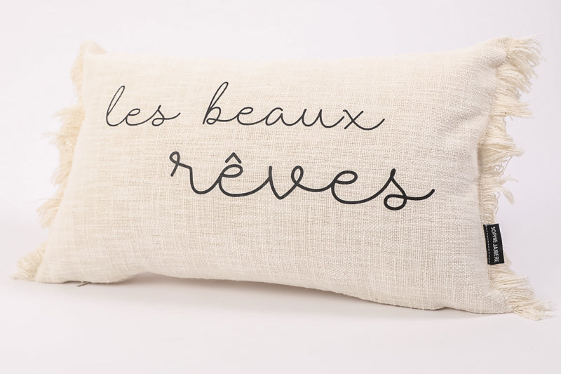 Fringed Rectangular Cushion Sweet Dreams