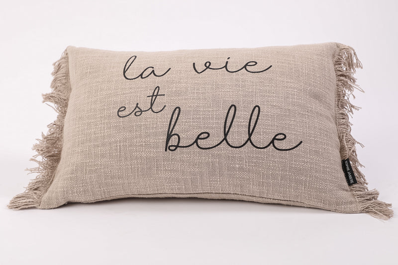 Fringed Rectangular Cushion Life is Beautiful
