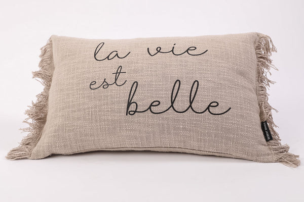 Fringed Rectangular Cushion Life is Beautiful