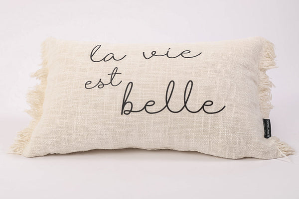 Fringed Rectangular Cushion Life is Beautiful