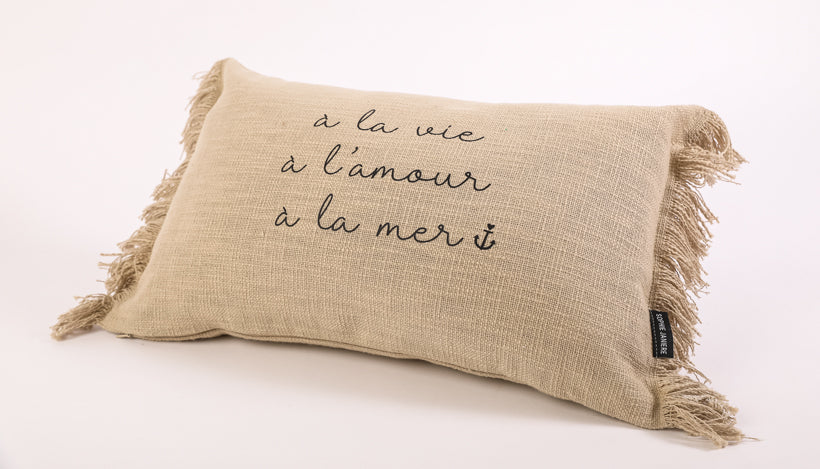 Coussin rectangle frangés à la vie à l'amour...