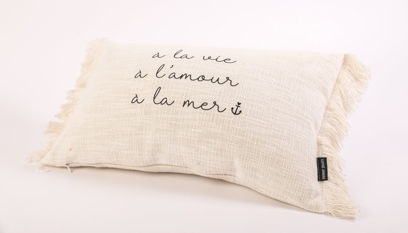 Coussin rectangle frangés à la vie à l'amour...
