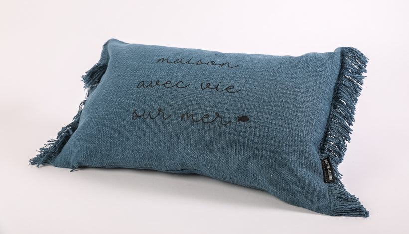 Fringed Rectangular Cushion Home with Life by the Sea