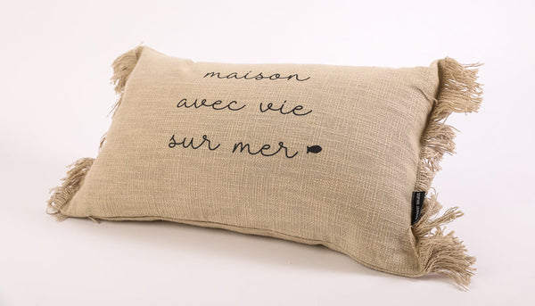 Franje rechthoekig kussen Thuis met leven aan de zee