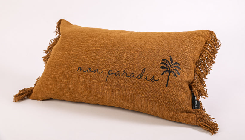 Fringed Rectangular Cushion Palm Tree My Paradise
