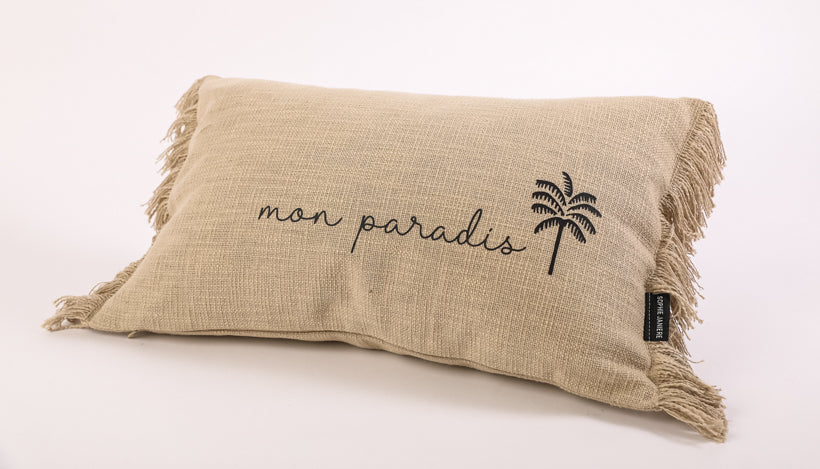 Fringed Rectangular Cushion Palm Tree My Paradise