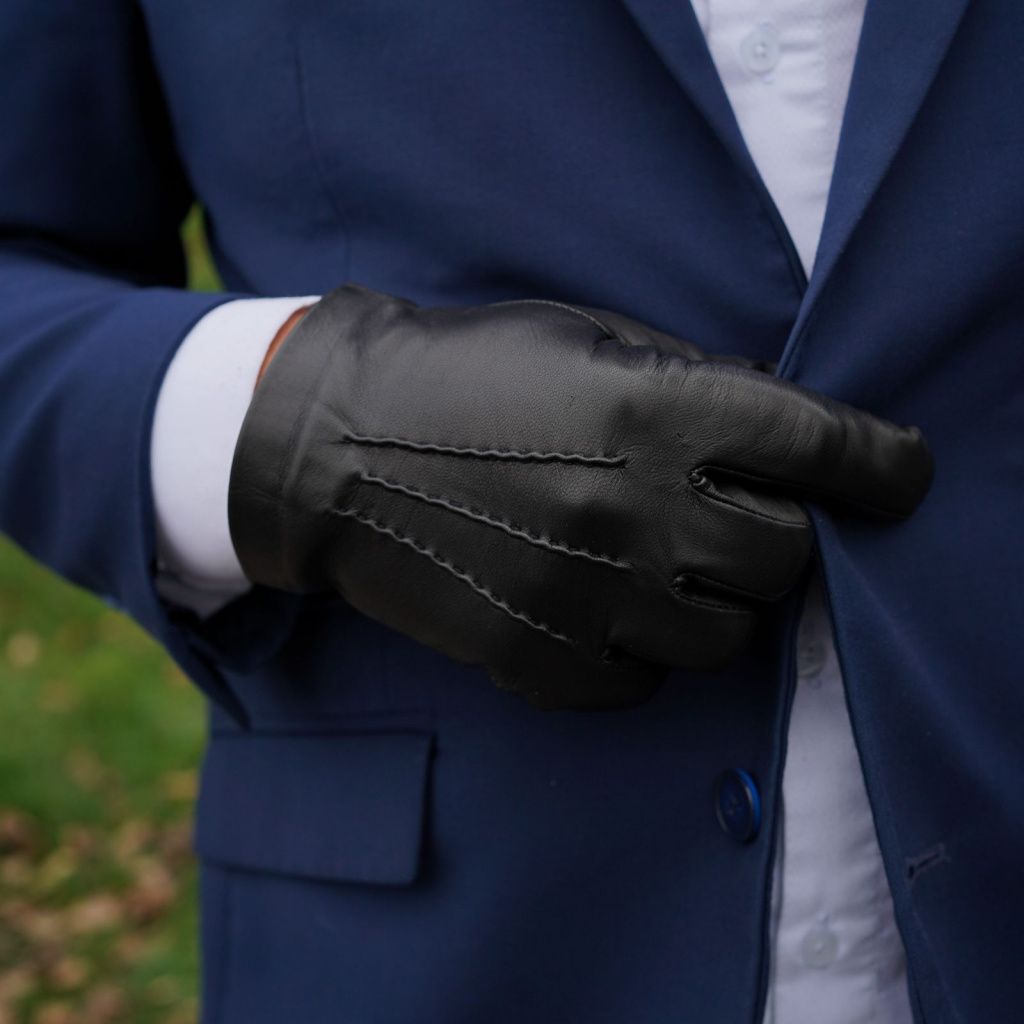 Short Men's Leather Gloves