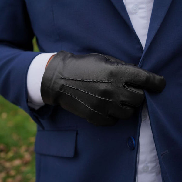 Short Men's Leather Gloves