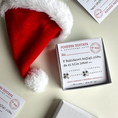 Earrings XX on a festive card for the good or naughty