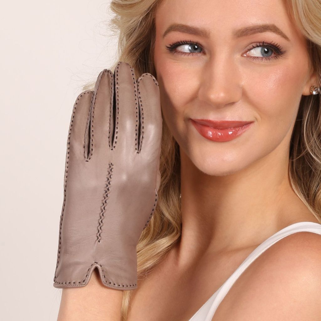 Colorful Hand-Stitched Unlined Gloves for Ladies