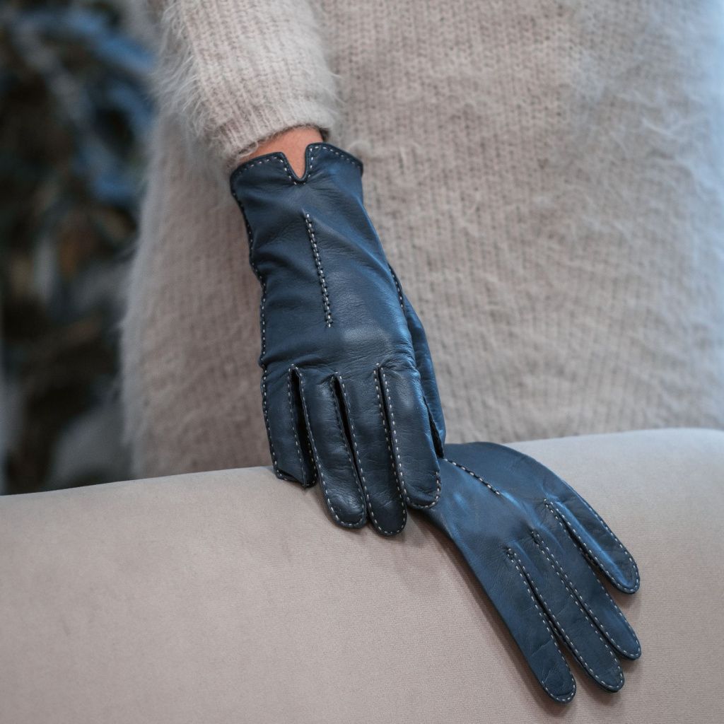 Colorful Hand-Stitched Unlined Gloves for Ladies