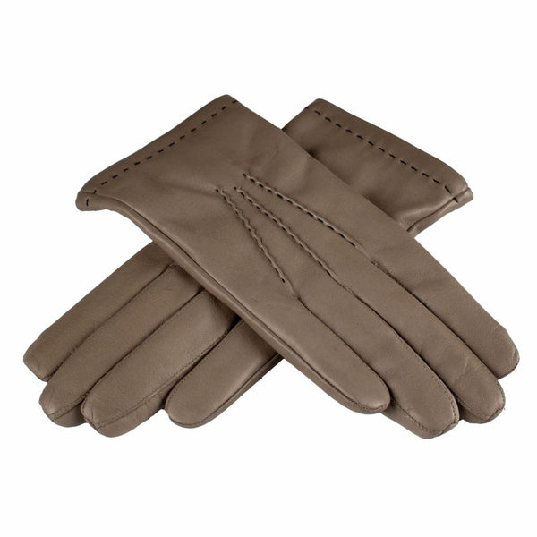 Elegant Leather Gloves with Cashmere and Black Stitching
