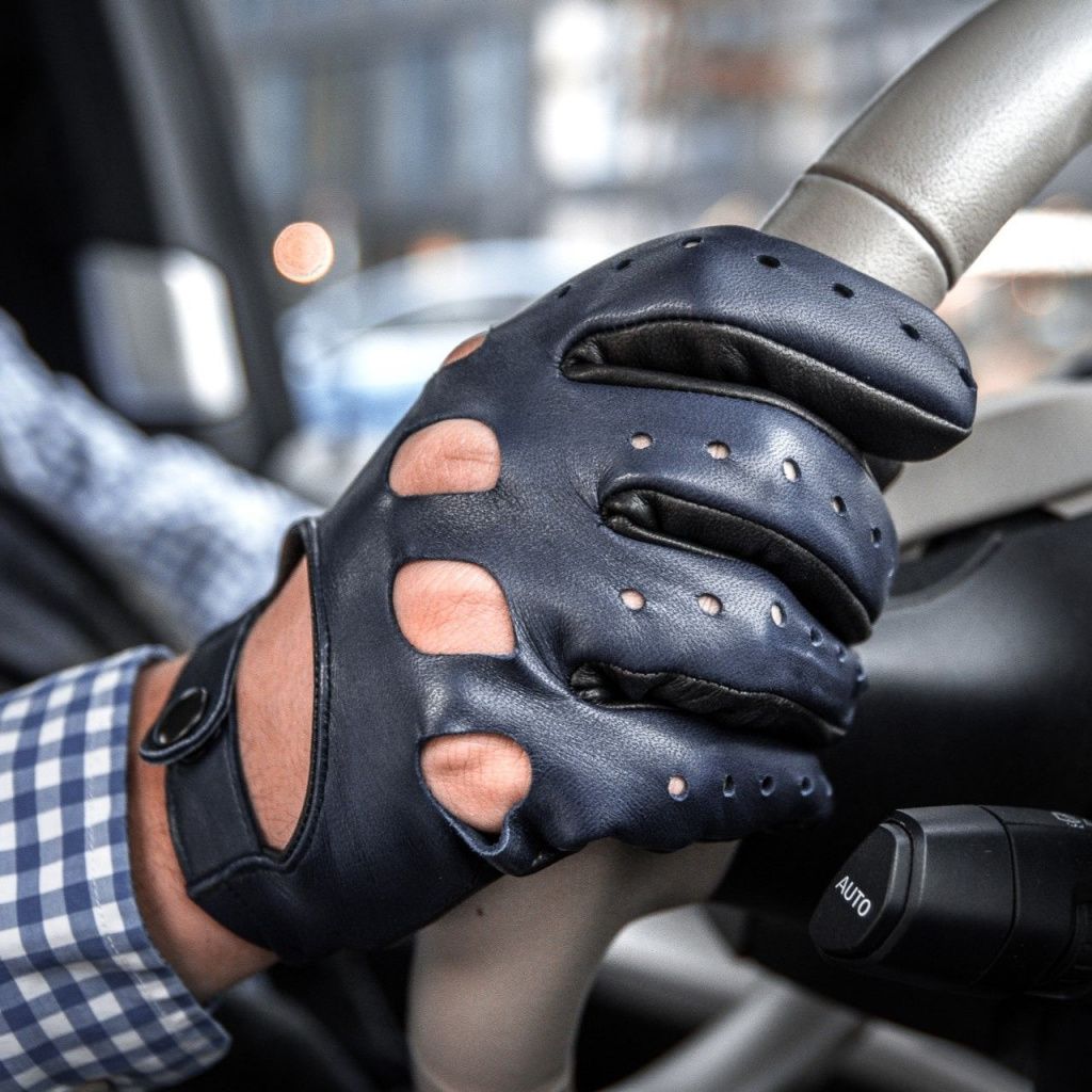 Modern Men's Leather Driving Gloves with Wrist Elastic