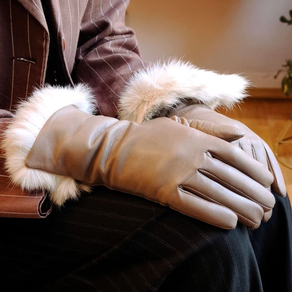 Luxury Women's Gloves with Cashmere and Rabbit Fur