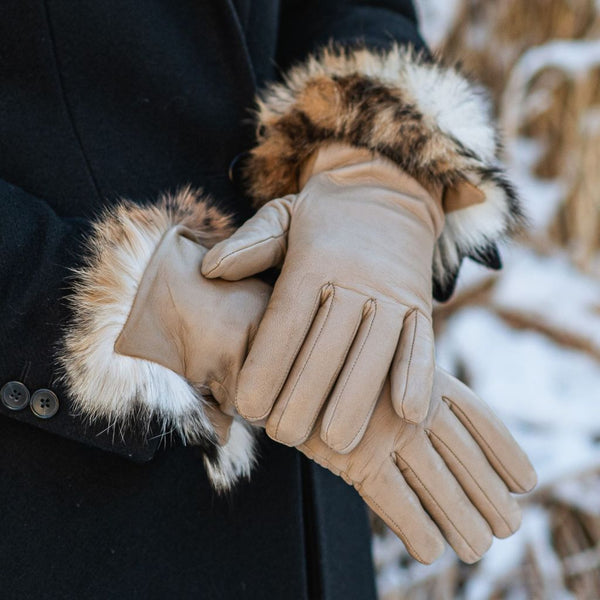 Luxury Women's Gloves with Cashmere and Rabbit Fur
