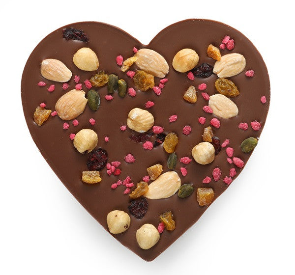 Heart-shaped Mendiant Squares Dark or Milk Chocolate · Valentine's Chocolates