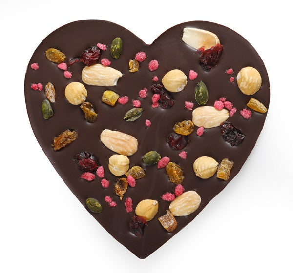 Heart-shaped Mendiant Squares Dark or Milk Chocolate · Valentine's Chocolates