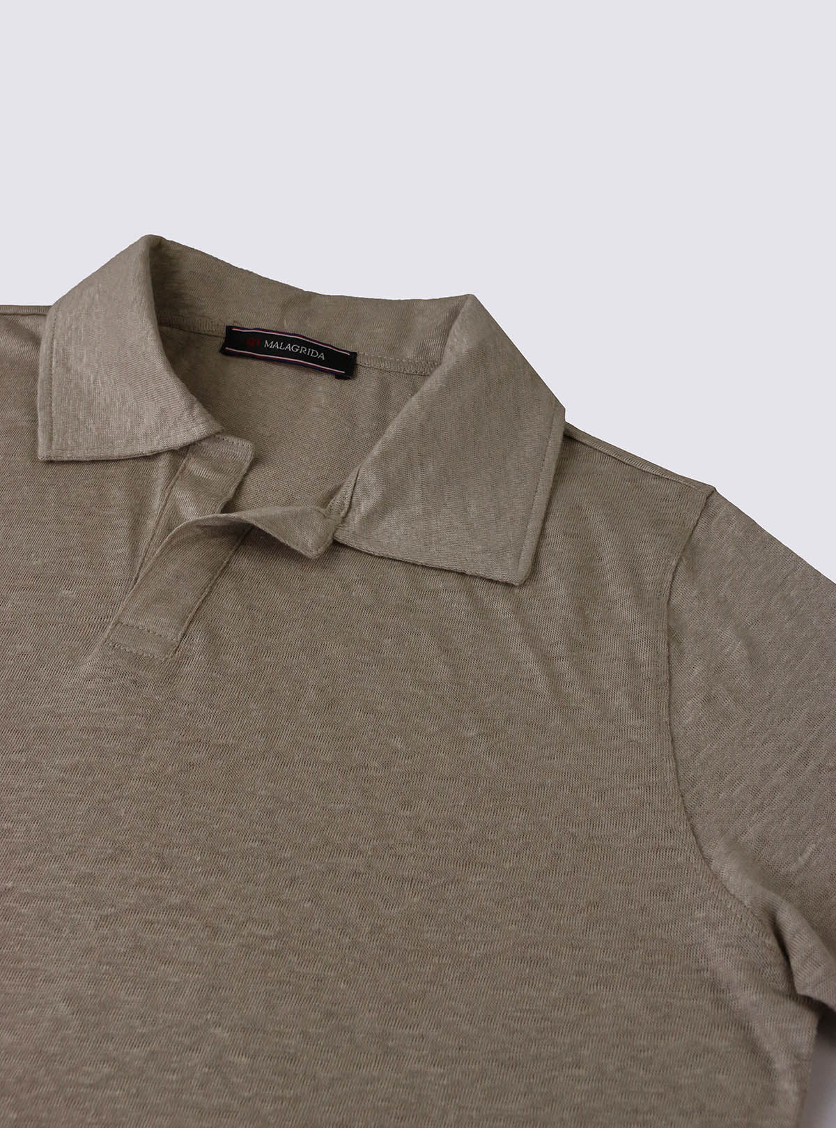 SHORT SLEEVE POLO SHIRT WITH SKIPPER COLLAR IN PURE LINEN FABRIC