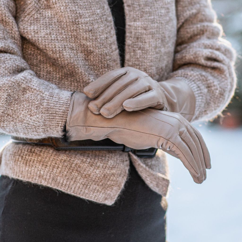 Luxury Longer Leather Gloves with Rabbit Lining