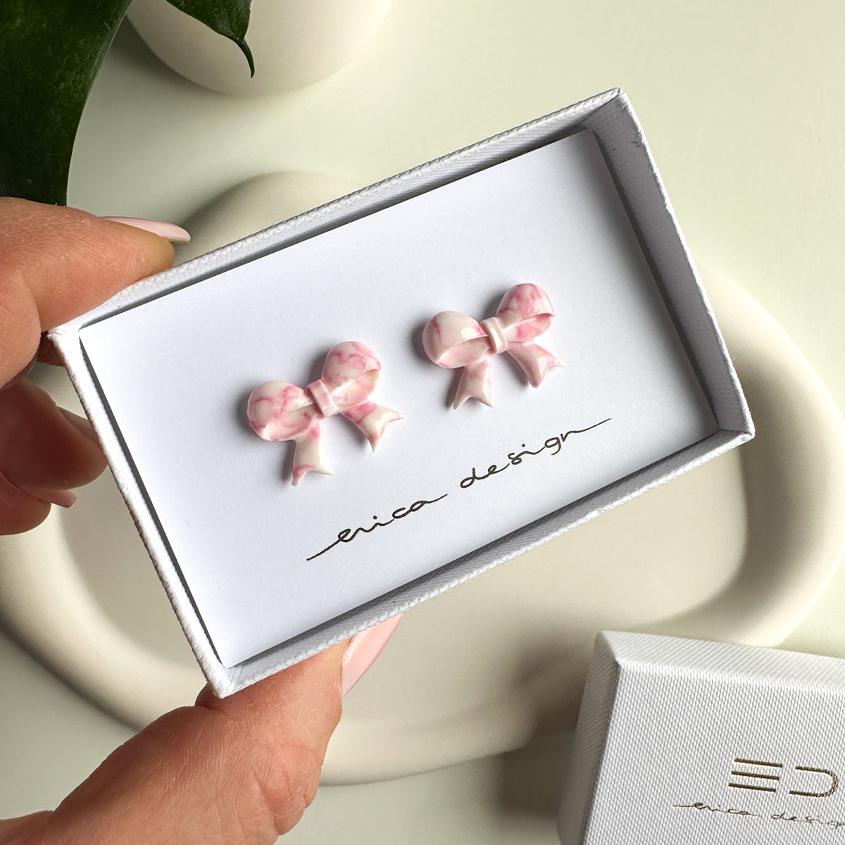Marble bows | white - pink
