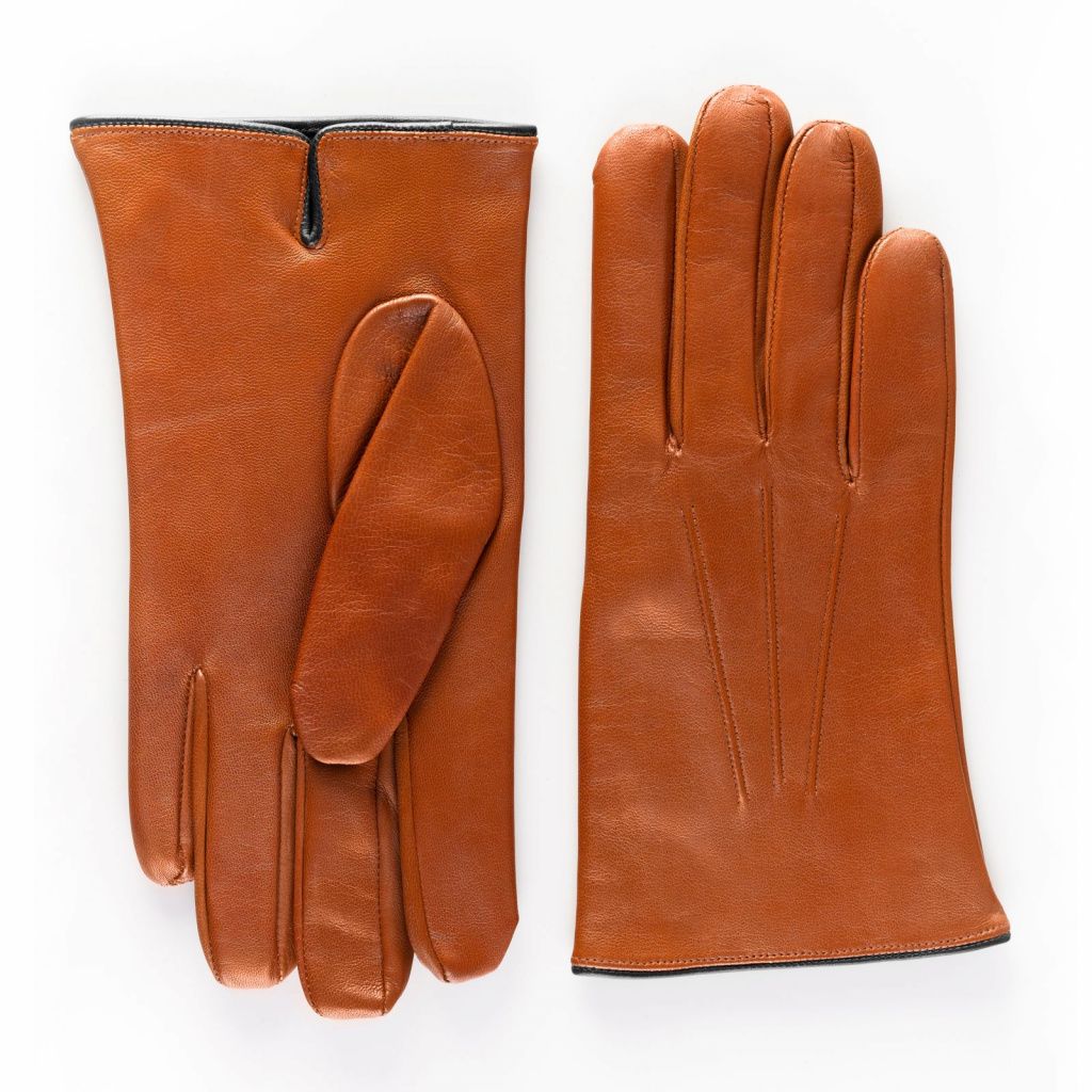 Elegant Men's Gloves with Smooth Embroidery and Cashmere