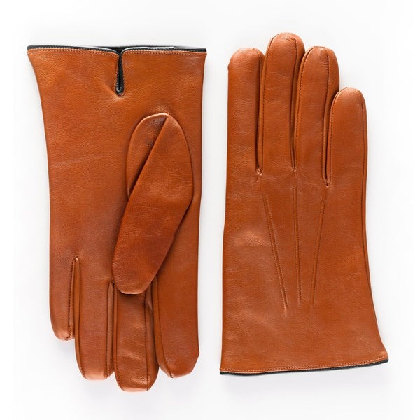 Elegant Men's Gloves with Smooth Embroidery and Cashmere