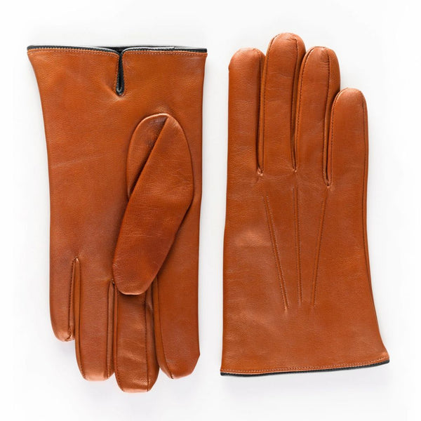 Elegant Men's Gloves with Smooth Embroidery and Cashmere