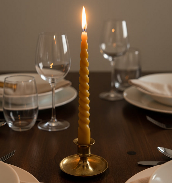 Set of three handcrafted CocoBee beeswax dinner candles