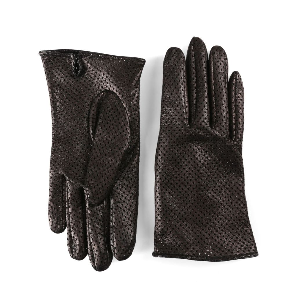 Short Perforated Gloves with a Small Slit for Ladies