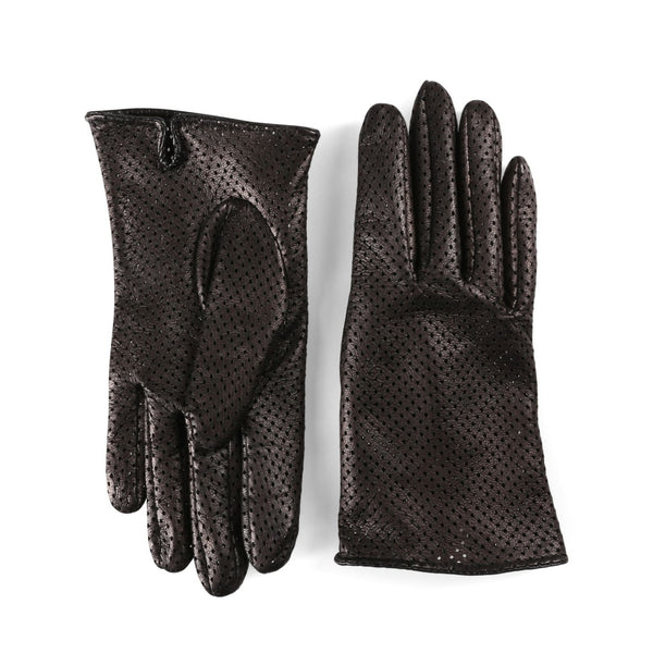Short Perforated Gloves with a Small Slit for Ladies