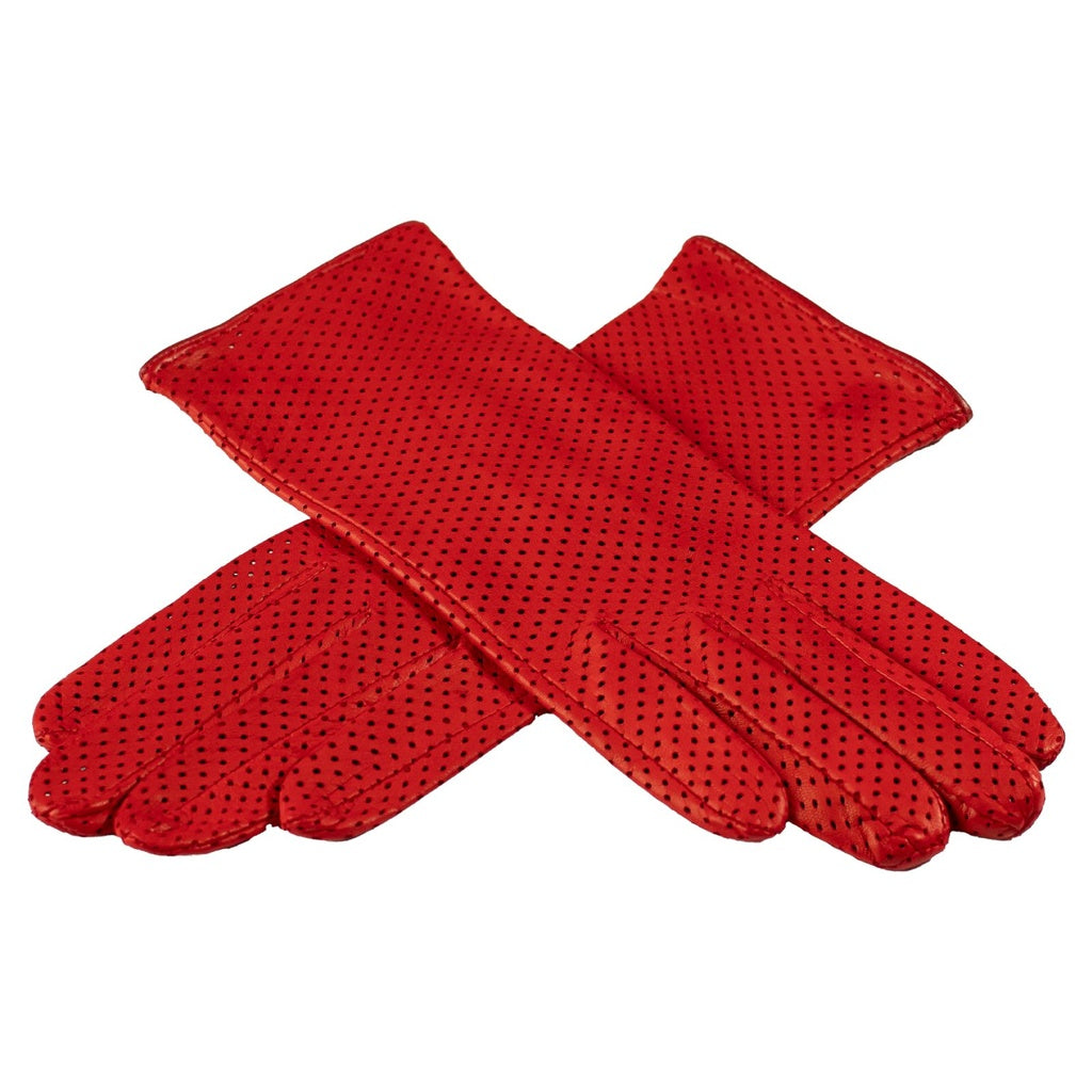 Short Perforated Gloves with a Small Slit for Ladies
