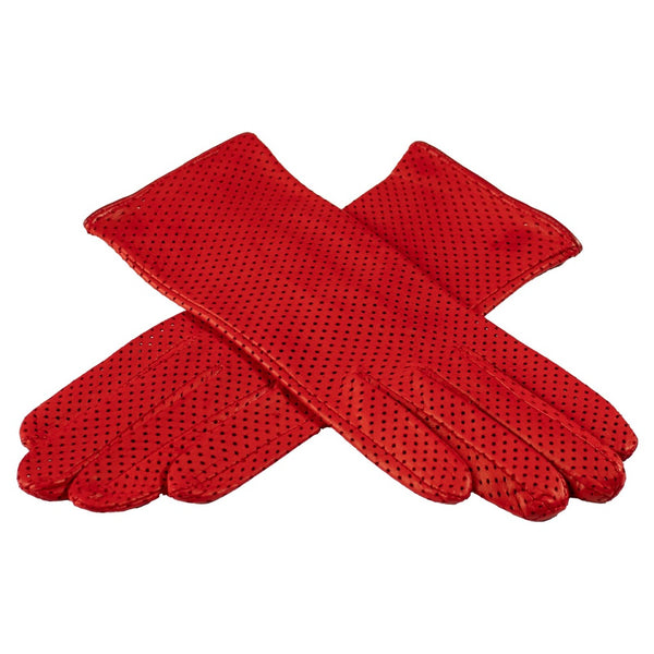 Short Perforated Gloves with a Small Slit for Ladies