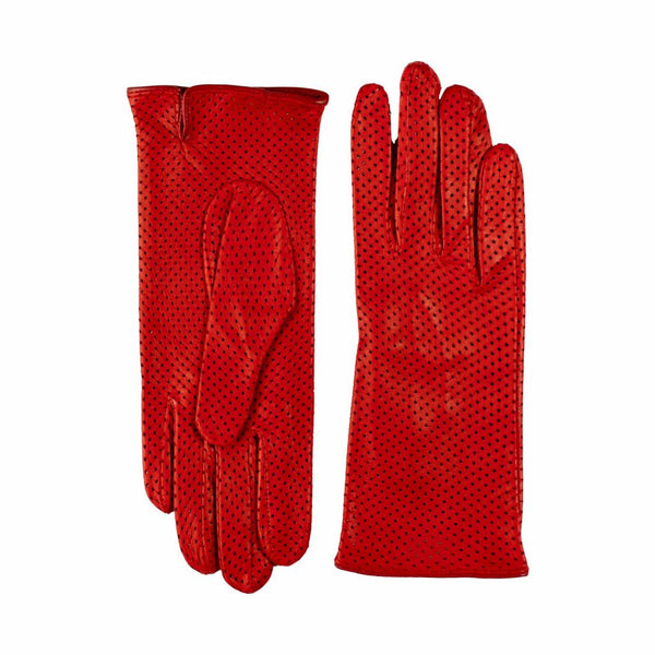 Short Perforated Gloves with a Small Slit for Ladies