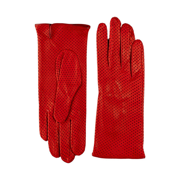 Short Perforated Gloves with a Small Slit for Ladies