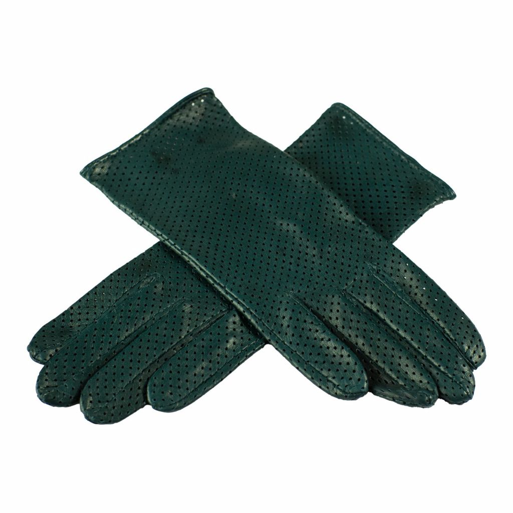 Short Perforated Gloves with a Small Slit for Ladies