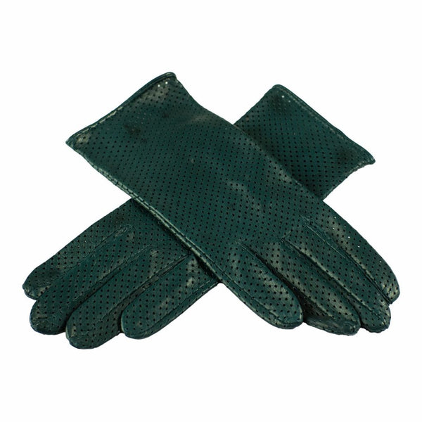 Short Perforated Gloves with a Small Slit for Ladies