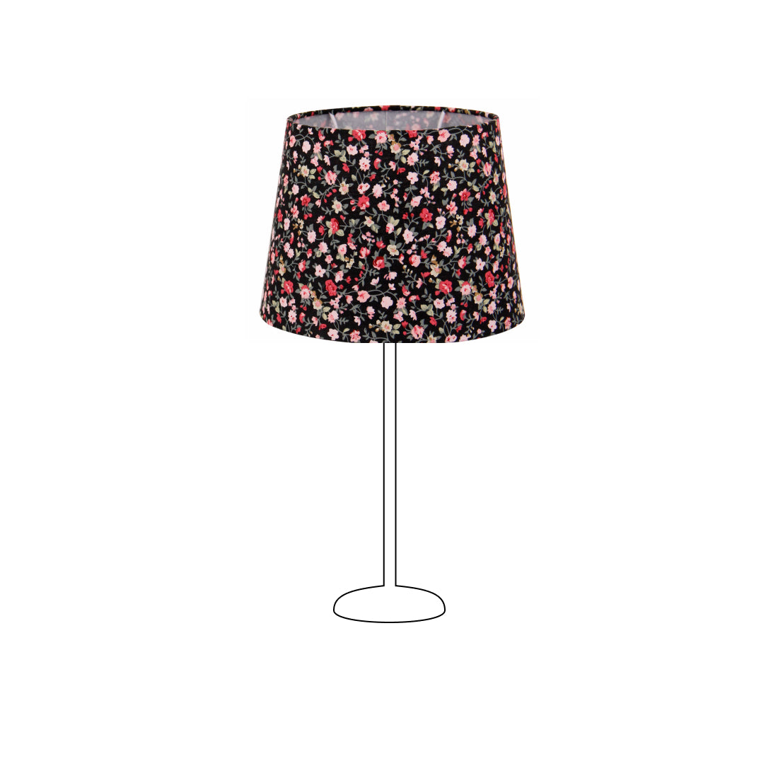 Pantalla de lámpara de tambor de flores varias - Negra - 20 o 25 cm - Diseño romántico