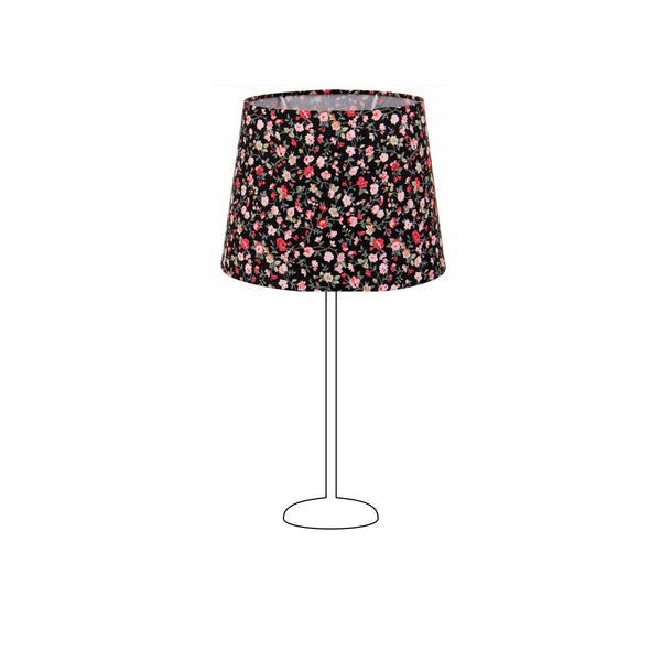 Pantalla de lámpara de tambor de flores varias - Negra - 20 o 25 cm - Diseño romántico
