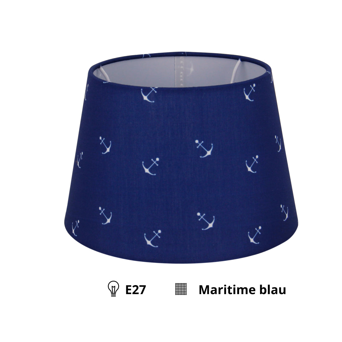 Various Drum Shade Round - Maritime - Blue - Ø20 cm - Small Anchor